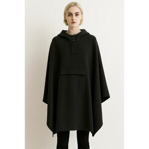 Lamberto Losani Hooded Poncho 100% Cashmere in Green